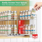 Mystozer Pull Out Spice Rack Organizer for Cabinet, Slide Out Spice Racks, Easy to Install Spice Cabinet Organizers, 7.4" Wx10.43 Dx8.26 H, 3 Drawers 2 Tiers(Silver)