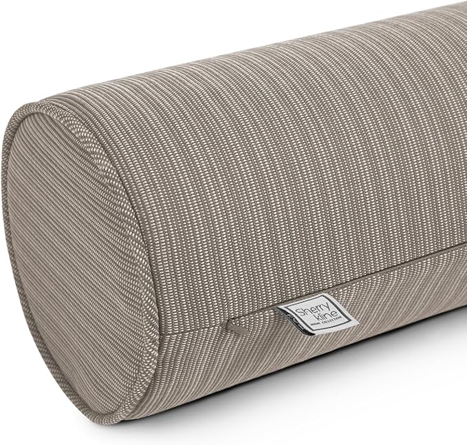 Sherry Kline Island Breeze Indoor/Outdoor Corded Neck Bolster Khaki 6"x 18" Set of 2