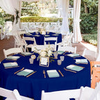 Mulbozy 12 Pack Navy Blue Round Tablecloth, 84 Inches Plastic Table Cover, Premium Disposable Round Party Tablecloth for Restaurant Dinners, Wedding, Grad Party, Baby Shower, Outdoor Camping