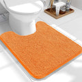 OLANLY Toilet Rugs U-Shaped 24x20, Extra Soft Absorbent Chenille Contour Bathroom Rugs for Toilet, Dry Quickly, Machine Washable, Non-Slip Bath Mat, Orange