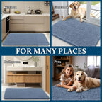 OLANLY Dog Door Mat for Muddy Paws 40x32, Absorbs Moisture and Dirt, Absorbent Non-Slip Washable Doormat, Quick Dry Chenille Mud Mat for Dogs, Entry Indoor Entryway Carpet for Inside Floor, Airy Blue