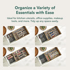 Pristine Bamboo Kitchen Drawer Organizer - Silverware & Utensil Organizer, 5-Slot, Geometric Print