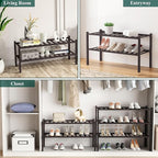 Smiry Bamboo Shoe Rack, 6 Tier Free Standing Wooden Shoe Organizer, Stackable Wood Shoe Storage Shelf for Closet, Entryway, 12 Vertical Slats, 2+2+2 Stack Standard Legs, 26.8"x11"x39", Brown