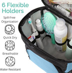 TERRA HOME College Dorm Room Essentials for Girls - Shower Caddy Dorm - Original, Portable, Durable, Roomy, Foldable Water Resistant Shower Bag in Light Pink with Metal Hook for Hanging (Light Blue)