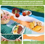Picnic Table Cover with Bench Covers Camping Essentials Waterproof Windproof Camping Tablecloth with Drawstring Bag, Fitted Rectangle Tables and Seats, 96in, Orange Blue