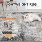 6x9 Area Rugs for Living Room - Washable Rug Modern Abstract Soft Large Neutral Non-Slip Carpet Indoor Floor Thin Carpets for Bedroom Dining Room Farmhouse Nursery Home Office Brown Black Grey