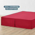 Bare Home Queen Bed Skirt - 15-Inch Tailored Drop Easy Fit - Bed Skirt for Queen Beds - Center & Corner Pleats (Queen, Red)
