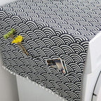 AKOAK 1 Pack 55 x 130cm /22 "x 51" Geometric Washing Machine Refrigerator Dust Cover, Multi-Purpose Household Cotton Linen Dust Microwave Cover, with Storage Pouch (Fish Scale)