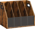 CHOEZON Wooden Desktop File Organizer with Removable Dividers, Mesh Front Panel for Paper, Mail, Magazine, Home Office Desk Storage, Easy Assembly, Rustic Brown MWJ06FG