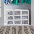 Sterilite 12-Pack 6 Quart Stacking Drawer, Clear Storage Closet Organizer, White Frame - Stackable Modular Plastic Drawers for Clothes, Accessories, Craft Supplies, Shoes or Linens