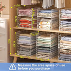 Hongtamoya 4-Tier Stackable Closet Organizers and Storage Shelves, Foldable & Mutifunctional Clothes Storage Basket Sweater Organizer Bins Container for Wardrobe Kitchen Office Bathroom, White