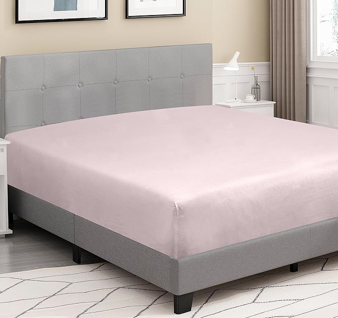 ROYALE LINENS 300 Thread Count 100% Long Staple Combed Cotton Fitted Sheet Twin XL - Super Soft Deep Pocket Bottom Sheet - Fitted Sheets Only - Elastic Sheets (Twin XL, Lavender)