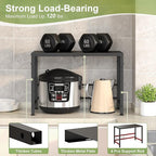 Expandable-Metal-Storage-Shelves-For-Pantry Kitchen Garage, 120lbs Heavy Duty Shelving Units For Small Appliance For Countertop Cabinets, Adjustable Shelf Organizer Riser Rack For Closet Warehouse