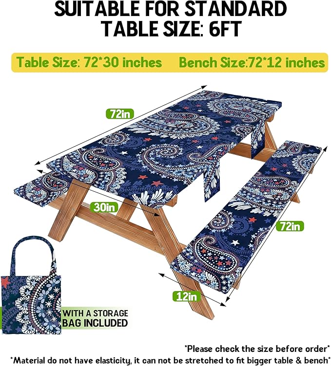 Picnic Table Cover with Bench Covers Tablecloth Table Cloth Camping Gifts for 30th 40th 50th 55th 60th 70th 80th 45th 65th 75th 40 50 55 60 65 70 Year Old Camper RV Owner Camping Lovers Men Women