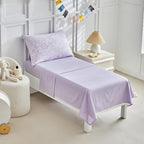 JHXHMX Floral Toddler Bedding Set for Girls,4 Piece Bed-in-a-Bag Toddler Comforter Set,Soft Crib Bed Set Including Comforter,Flat Sheet,Fitted Sheet and Pillowcase-Purple