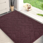 PURRUGS Dirt Trapping Door Mat 34" x 59", Non-Slip Machine Washable Entry Rug, Shoe Scraper, Dog Doormat, Super Absorbent Welcome Mat for Front & Back Door, Muddy Wet Shoes & Paws, Burgundy Red