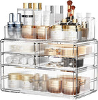ZHIAI Stackable Organizer, Acrylic Cosmetic Organizer for Dresser, Vanity, Kitchen Cabinet, Bathroom, Under Sink, Home Organization and Storage (1 Top 5 Drawers)