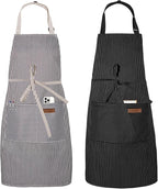 Serrenf 2 Pack Apron, Cooking Kitchen Aprons, Adjustable Bib Apron with 2 Pockets for Men Women Chef Apron