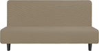 Easy-Going Stretch Futon Slipcover Armless Futon Bed Cover Furniture Protector Without Armrests with Elastic Bottom for Kids, Soft Jacquard Fabric Small Checks (Large, Natural)