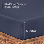 ROYALE LINENS 300 Thread Count 100% Long Staple Combed Cotton Fitted Sheet Twin - Super Soft Deep Pocket Bottom Sheet - Fitted Sheets Only - Elastic Sheets (Twin, Navy)