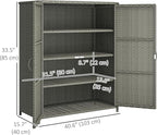 Outsunny Wicker Outdoor Storage Cabinet with Shelves, 4-Shelf Outdoor Pool Towel Cabinet with Two Doors, Rattan Patio Storage Shelves for Garden, Backyard, Porch, Dark Gray