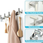Alise Towel Hooks Towel Robe Coat Hook Rail with 5 Hooks Wall Mount Key Hooks for Coat Hat Towel Purse Robes Bathroom,SUS304 Stainless Steel Wall Hooks Self Adhesive and Drilling,Brushed