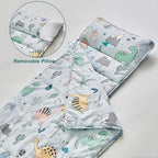 Toddler Nap Mat with Removable Pillow,Ultra Soft Slumber Bags for Girls,Kids Sleeping Bags with Roll Up Design, Perfect for Preschool,Daycare,Kindergarten