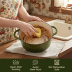 Vintage Style 4.5 Quart Dutch Oven Pot with Lid, Non Stick Enameled Cast Iron Dutch Oven for Bread Baking, Heavy-Duty, Oven Safe Ceramic Cookware Up to 500°F for Baking, Braising, Stews, Roasting, Golden Green