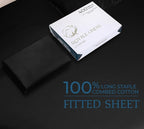 ROYALE LINENS 300 Thread Count 100% Long Staple Combed Cotton Fitted Sheet - Super Soft Deep Pocket Bottom Sheet - Fitted Sheet Only - Elastic Sheet
