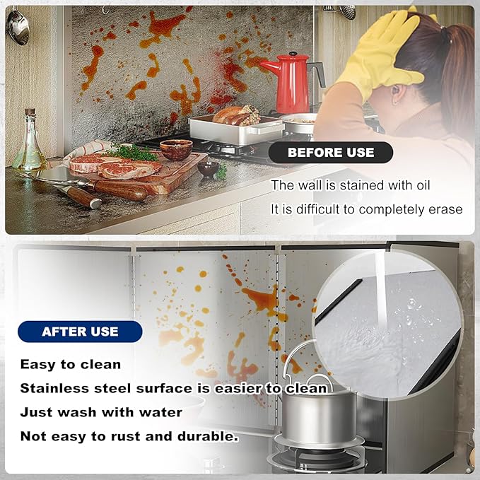 4 Sided Splatter Guard,Foldable Stainless Steel Oil Splatter Screens for Frying,Oil Splash Insulation Board,Nonstick Oil Splatter Guard Stove Insulation Board(L: 30" x W: 11.4" x H: 12")