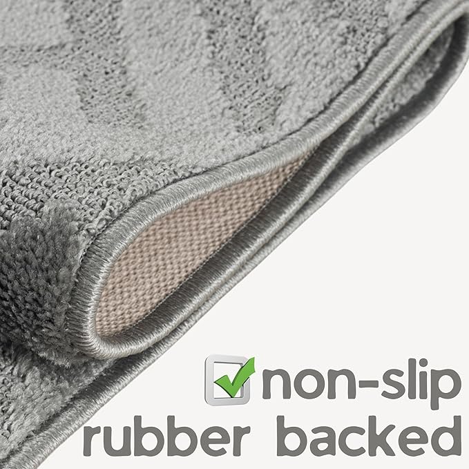 9ft Custom Cut Runner Rug for Narrow Hallways Kitchens - Deco Grey | Non-Slip | Washable & Edge Bound