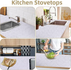 Shelf Liners for Kitchen Cabinets Non Adhesive Shelf Liner Paper Non-Slip Thickened Drawer Liner Easy to Clean for Tool Box Refrigerator with Knife and Tape Measure, Silver Geometric, 23.6 x 236.2 in