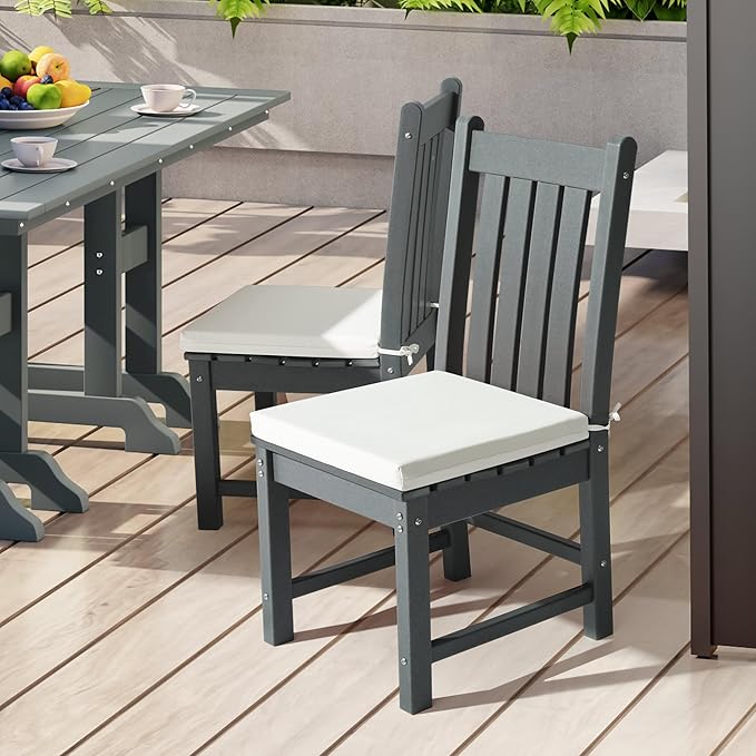 WestinTrends Solace Outdoor Patio Kitchen Dining Chair Square Seat Cushions Set of 4, 16 x 15, White