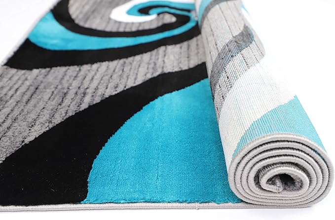 GLORY RUGS Modern Area Rug Swirls Carpet Bedroom Living Room Contemporary Dining Accent Sevilla Collection 4817 (4x6, Turkaz)