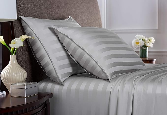 Pure Bamboo California King Sheets, Genuine 100% Organic Viscose Derived from Bamboo Bed Sheet Set, Soft & Cooling, Double Stitching, 2 Year Quality Promise (California King, Jacquard Silver)