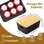 Stackable Storage Basket: Plastic Baskets Bins, Baskets for Organizing, Pantry Decorative Containers for Closets, Cabinets, Shelves(8 Pack, Black)