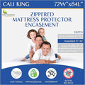 California King Size Mattress Protector Bed Bug Waterproof Zippered Cover - Hypoallergenic Premium Quality Encasement Protects Against Liquids, Dust - Breathable, Noiseless Fabric