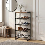 Shoe Rack，5 Tier Shoe Storage Organizer，Sturdy Shoe Shelf,Boot Rack with a Fine Mesh Shelves，for Entryway, Living Room, Hallway，Small Space,11.8 x 16.5 x 27.9 Inches,Brown