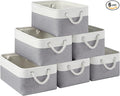 Storage Baskets for Shelves 13.8x9.8x6.7 Inch, Foldable Fabric Storage Bins with Handles, Small Storage Baskets for Organizing Closet, Office, Home Organization (6-Pack, White&Gray)