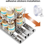 Mystozer Pull Out Spice Rack Organizer for Cabinet, Slide Out Spice Racks, Easy to Install, 7.08" Wx10.43 Dx8.26 H, 2 Drawers 2 Tiers(Silver)