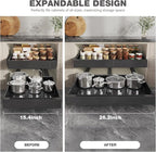 Seinloes 4 Pack Pull Out Cabinet Organizer 21" Deep,Full Extension 3 Slide Rails Slide Out Drawers With Raising Pad for Framed Cabinets,Expandable Width (15.4"-26.2"),No Drill Roll Out Shelves,Black