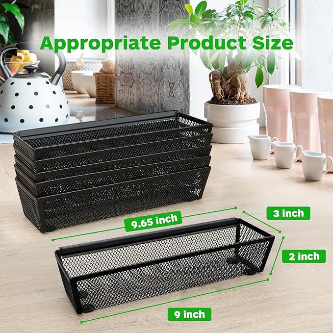 Smgmg Silverware Drawer Organizer, Silverware Organizer for Drawer, 6 Pack Utensil Organizer for Kitchen Drawers, Kitchen Drawer Organizer for Large Utensils with Interlocking Arm (9.6 * 3 * 2 inch)