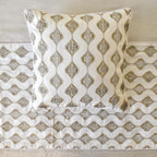 The HomeCentric King/Queen/Twin Beige Decorative Bed Runner Full 68"x18" Bed Runner Without Pillow Cover, Embroidery, Geometric, Beaded Hand Embroidery Bed Scarf on Linen Fabric - Mahsa