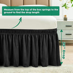 Biscaynebay Wrap Around Bed Skirts for King & Cal King Beds with Extra Long Drop of 25", Black Adjustable Elastic Dust Ruffles Easy Fit Wrinkle Resistant Silky Luxurious Fabric Machine Washable