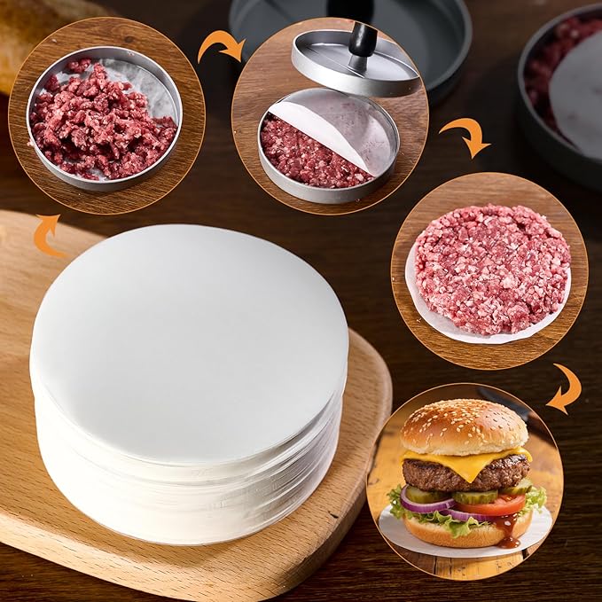 MUCHII 1000 Pcs 4.5 Inch Burger Patty Paper Rounds, White Parchment