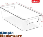 Simple Houseware Fridge Organizer Storage Bins, 12 x 6 x 3.4 inches, 8 Packs