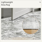 Soalmost 6x9 Abstract Area Rugs for Living Room 6 x 9 Washable Non Slip Low Pile Gray Rugs for Bedroom Dining Room Foldable Thin Gray White