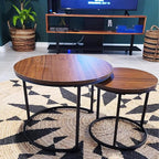 aboxoo Coffee Table Nesting Side Round Set of 2 End Table Top Sturdy Metal