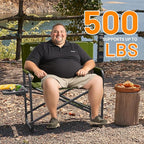 Timber Ridge XXL Director’s Chair – Heavy Duty Folding Camping Chair for Adults, 500lb Capacity, Extra Wide Padded Seat for Camping, Sports, Lawn, Courtyard, and Outdoor Use, Green