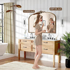 Besdomus Vintage Arched Gold Mirror: 40"x29" French Large Matt Gold Antique Wall Mounted Mirror - Baroque Traditional Ornate for Entryway/Fireplace/Bathroom/Hallway - Home Decor for Fashion-Conscious